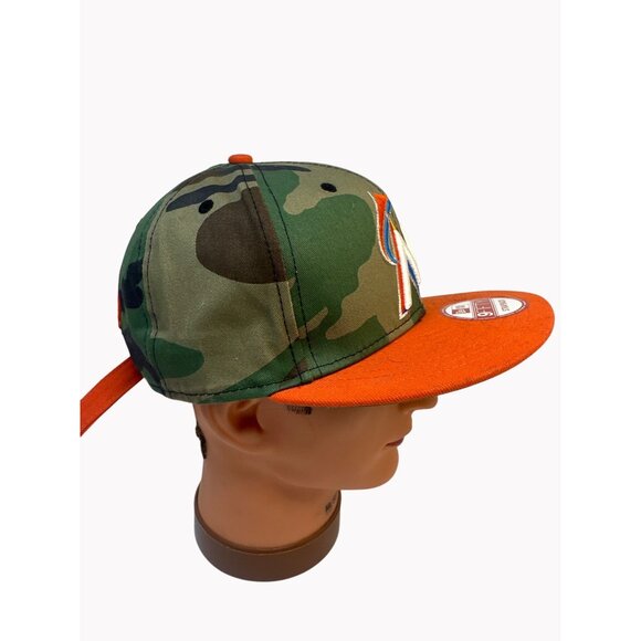 New Era 9Fifty Miami Marlins Camo & Orange Strapback Hat One Size Fits Most - Picture 7 of 7